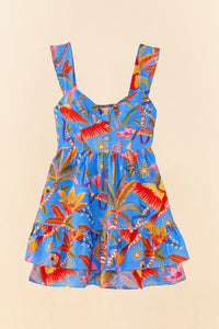MEDIA OFF LINE_Robe courte Macaw Party en lin - Bleu
