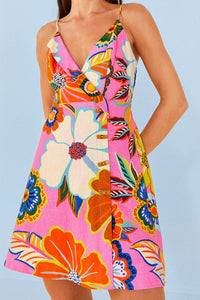 MEDIA OFF LINE_Robe courte Jardin Complet en lin - Rose