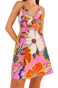 MEDIA OFF LINE_Robe courte Jardin Complet en lin - Rose