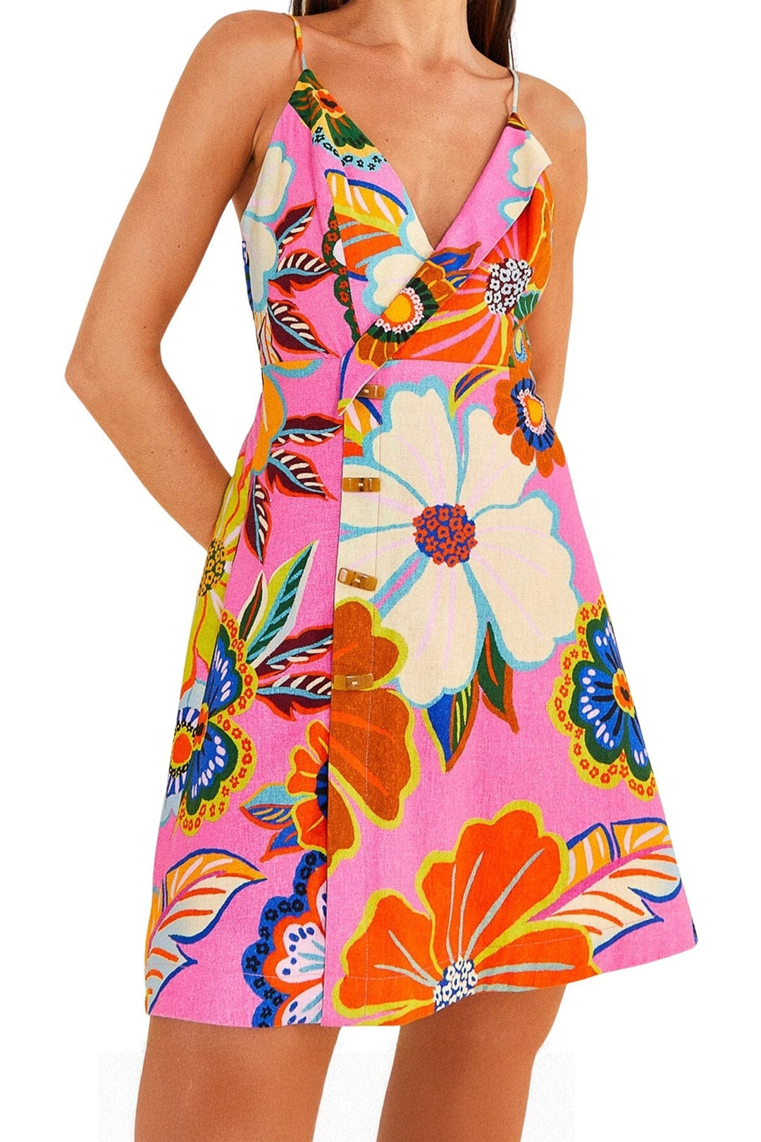 MEDIA OFF LINE_Robe courte Jardin Complet en lin - Rose