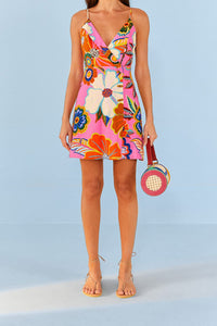 MEDIA OFF LINE_Robe courte Jardin Complet en lin - Rose