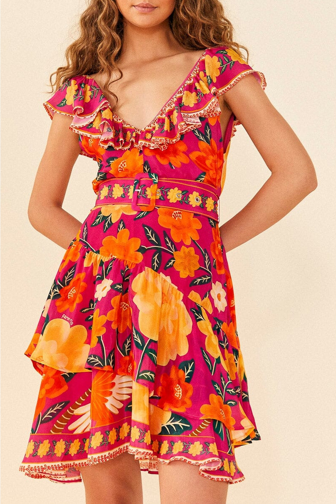 MEDIA OFF LINE_Robe courte Flowers Tapestry - Pink
