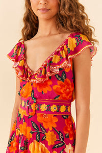 MEDIA OFF LINE_Robe courte Flowers Tapestry - Pink