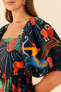 MEDIA OFF LINE_Robe courte Zodiac en coton - Multicolore