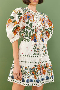 Robe courte Summer Garden - Blanc