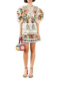 Robe courte Summer Garden - Blanc