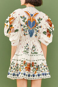 Robe courte Summer Garden - Blanc