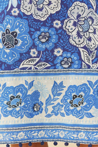 Robe courte Full Of Flowers en coton - Bleu