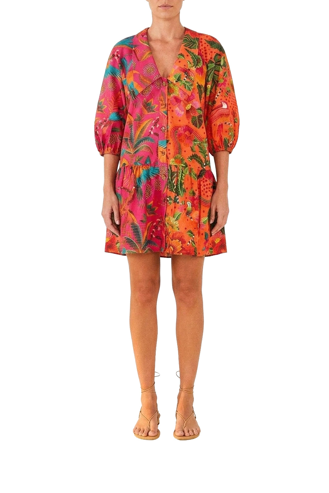 Robe courte Mixed Warm Prints - Multicolore