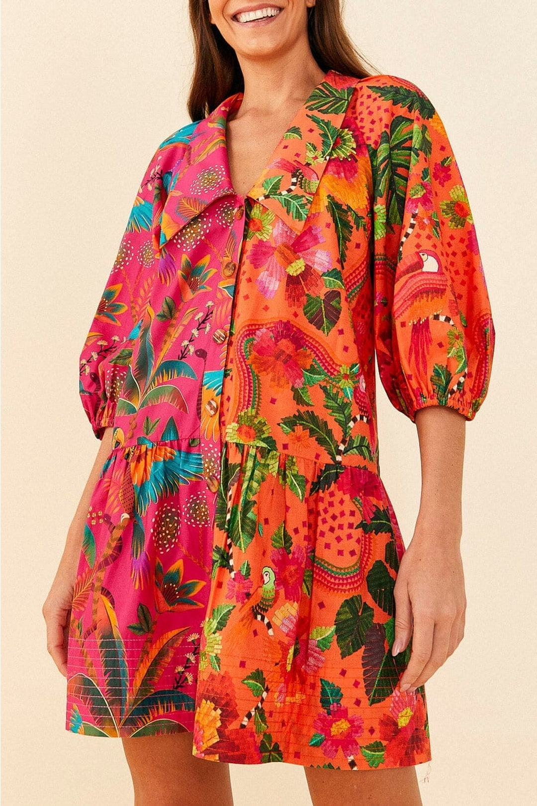 MEDIA OFF LINE_Robe mini Mixed Warm Prints - Multicolore