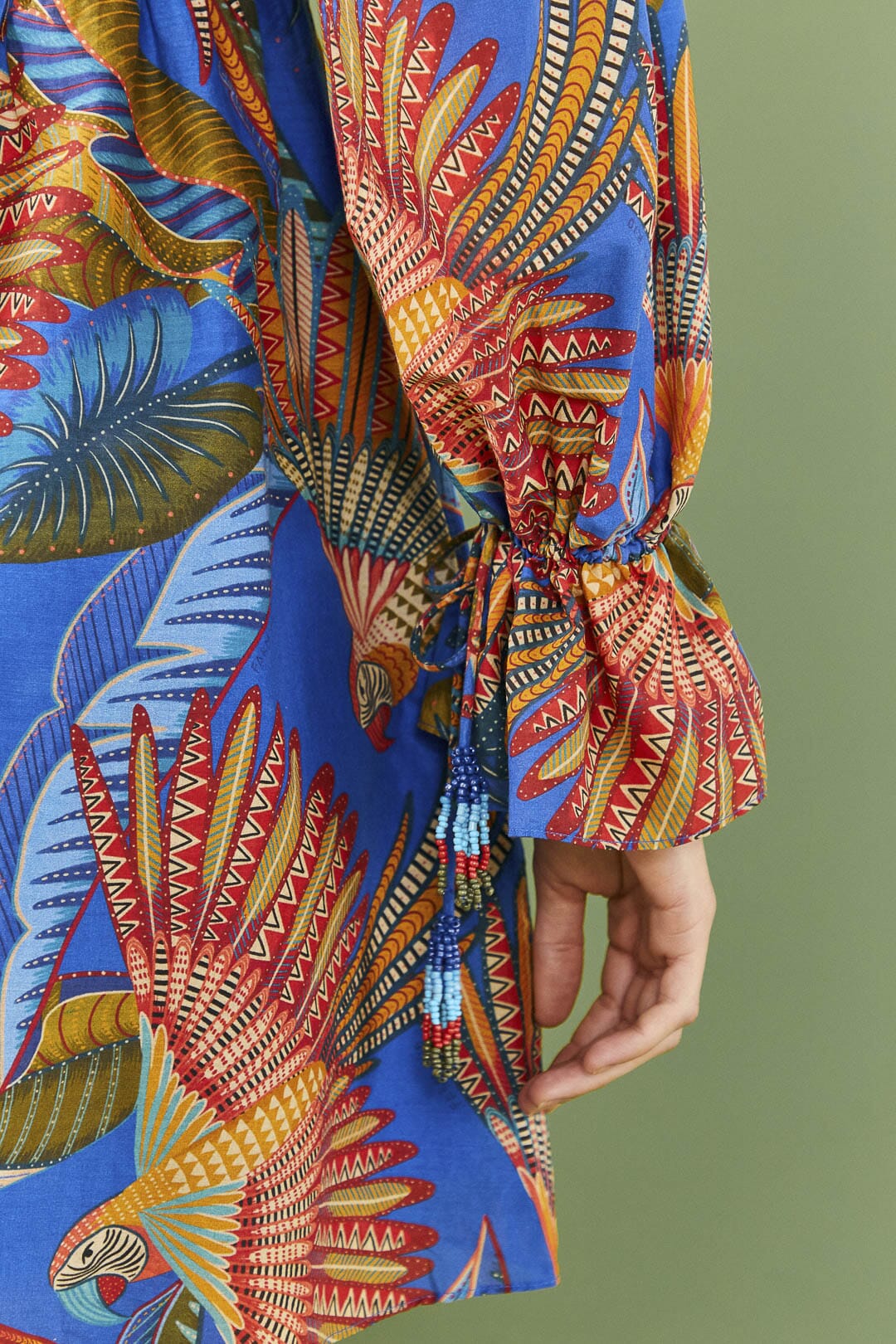 Robe courte Macaw Flight en coton - Bleu