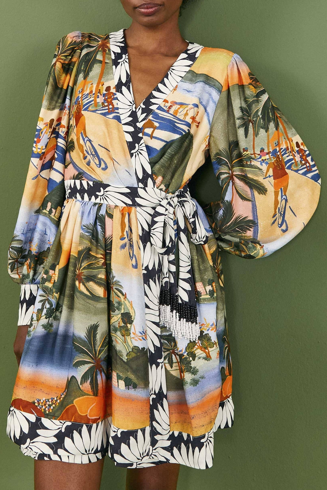 MEDIA OFF LINE_Robe courte Carioca à manches bouffantes - Multicolore