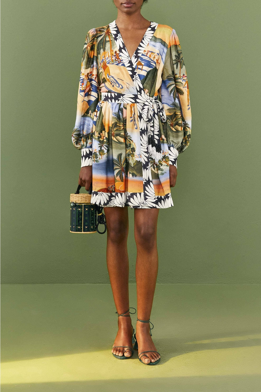 MEDIA OFF LINE_Robe courte Carioca à manches bouffantes - Multicolore