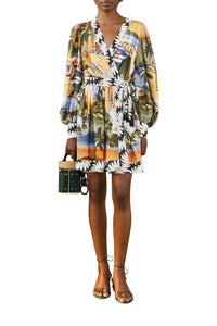 MEDIA OFF LINE_Robe courte Carioca à manches bouffantes - Multicolore