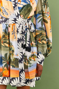 MEDIA OFF LINE_Robe courte Carioca à manches bouffantes - Multicolore