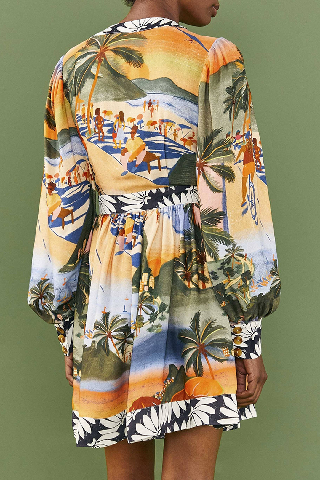 MEDIA OFF LINE_Robe courte Carioca à manches bouffantes - Multicolore