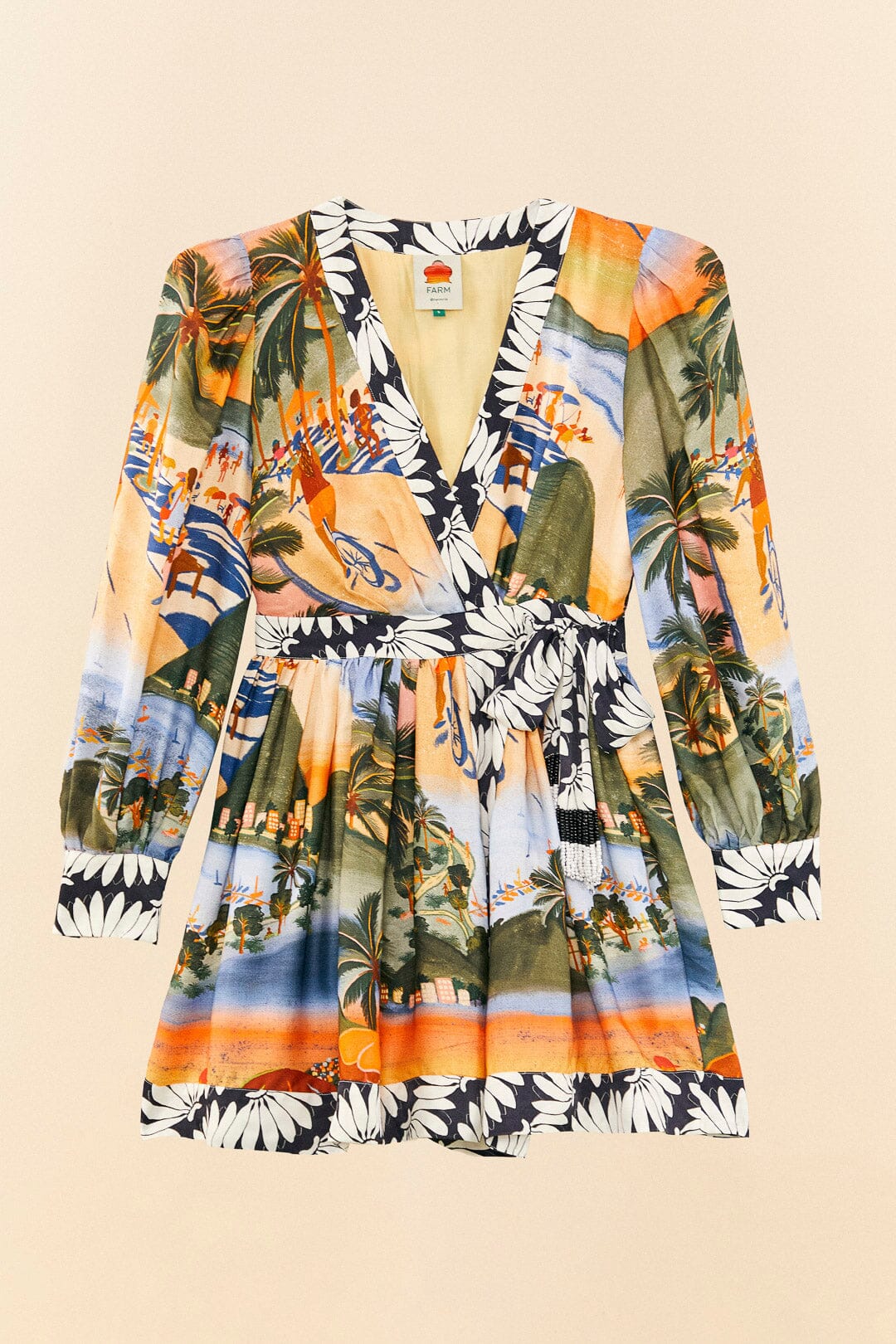 MEDIA OFF LINE_Robe courte Carioca à manches bouffantes - Multicolore