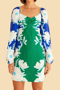 MEDIA OFF LINE_Robe courte Soft Garden en lin - Vert