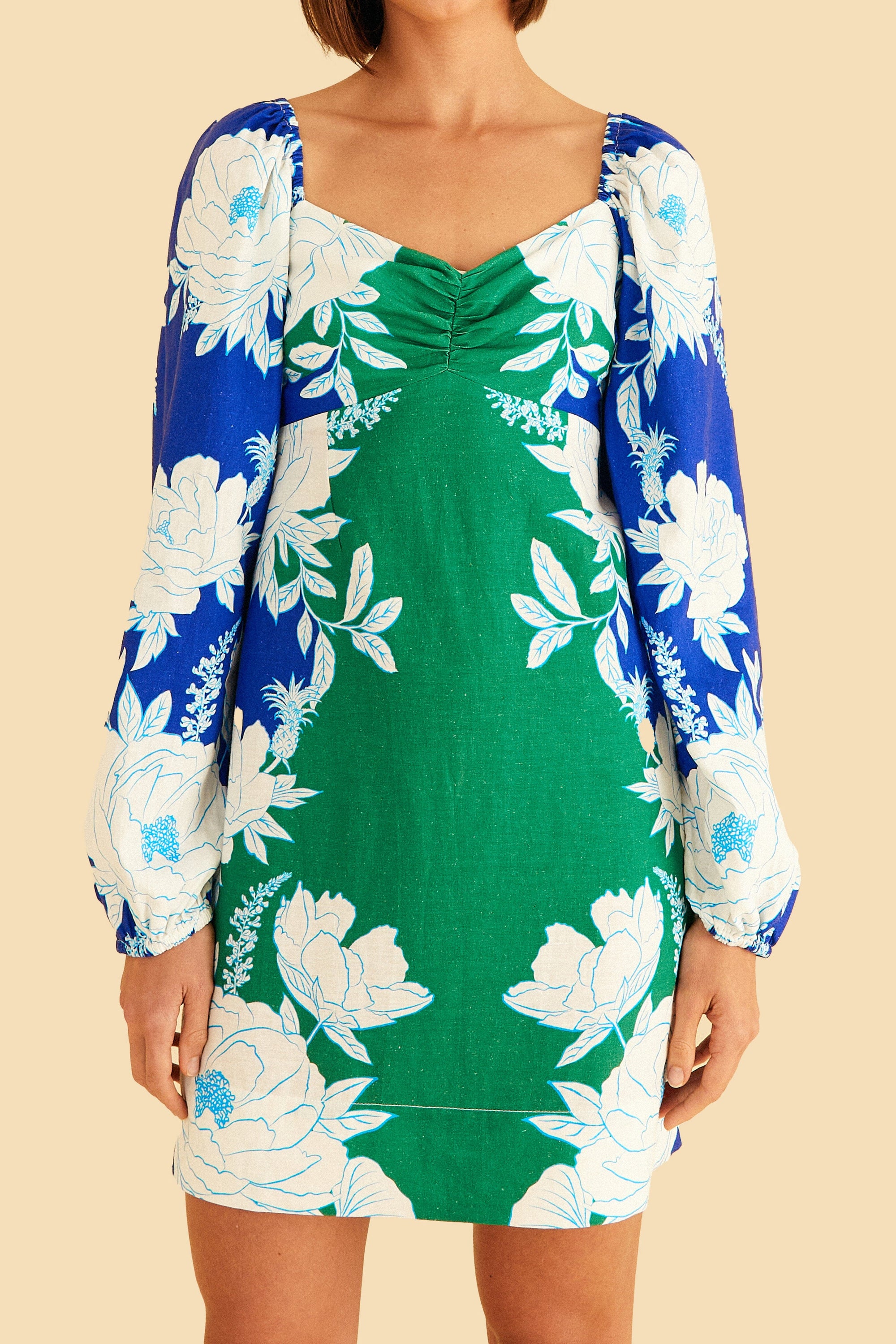 MEDIA OFF LINE_Robe courte Soft Garden en lin - Vert