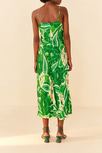 MEDIA OFF LINE_Robe midi Tropical Groove - Vert