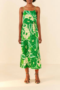 MEDIA OFF LINE_Robe midi Tropical Groove - Vert