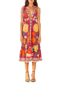 Flower Tapestry midi dress - Pink
