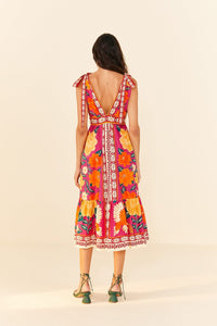 Flower Tapestry midi dress - Pink