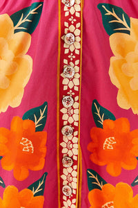 Flower Tapestry midi dress - Pink
