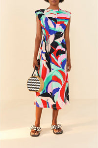 MEDIA OFF LINE_Robe midi Colorful Monstera façon t-shirt en coton - Rose