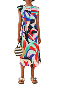 MEDIA OFF LINE_Robe midi Colorful Monstera façon t-shirt en coton - Rose