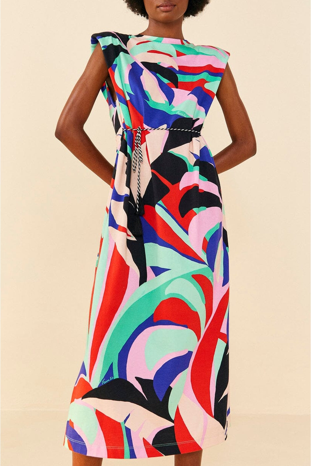 MEDIA OFF LINE_Robe midi Colorful Monstera façon t-shirt en coton - Rose
