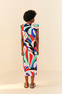 MEDIA OFF LINE_Robe midi Colorful Monstera façon t-shirt en coton - Rose