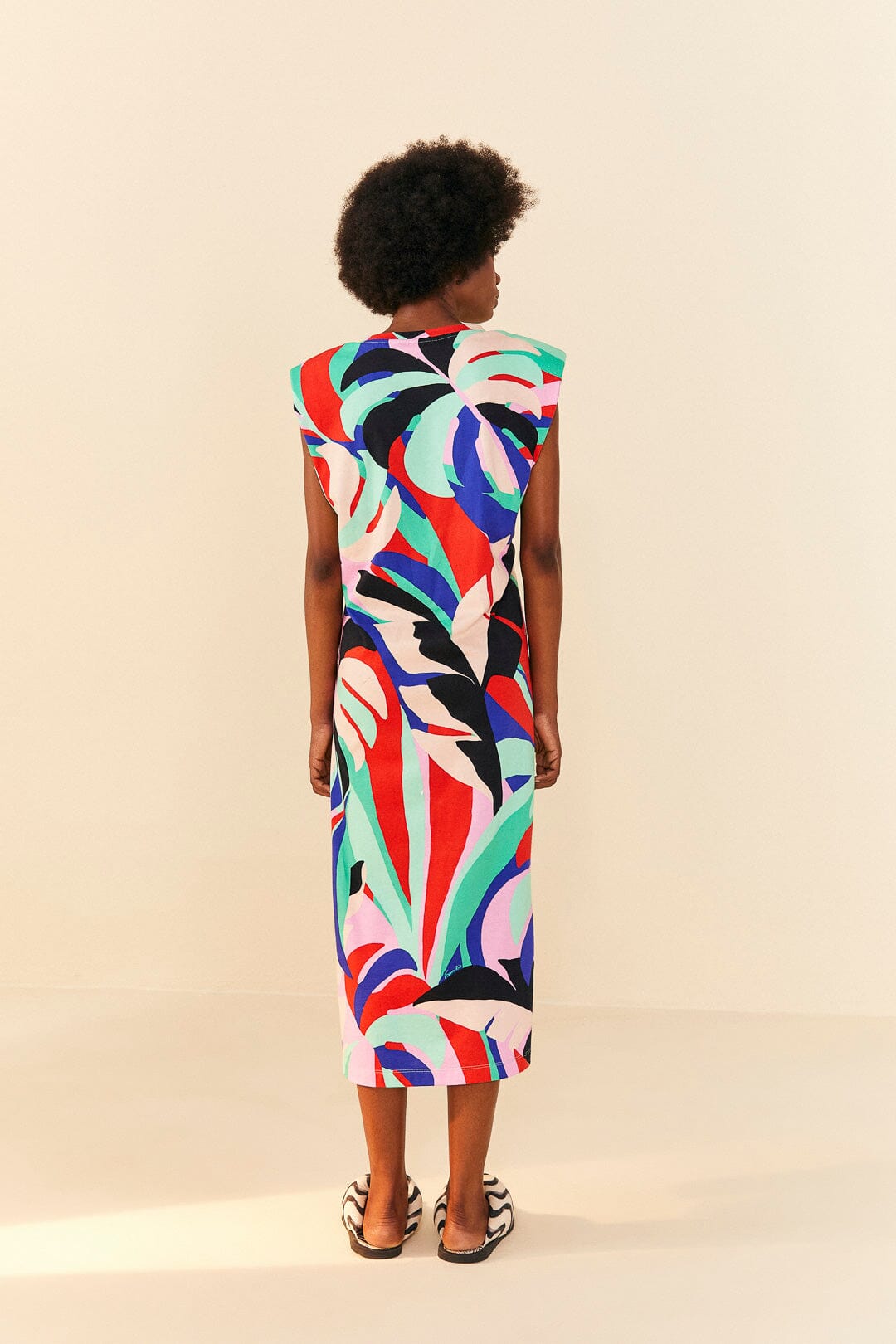 MEDIA OFF LINE_Robe midi Colorful Monstera façon t-shirt en coton - Rose