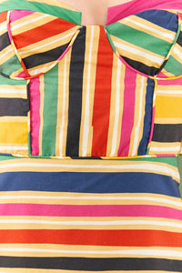 Robe midi rayures multicolores en coton - Multicolore