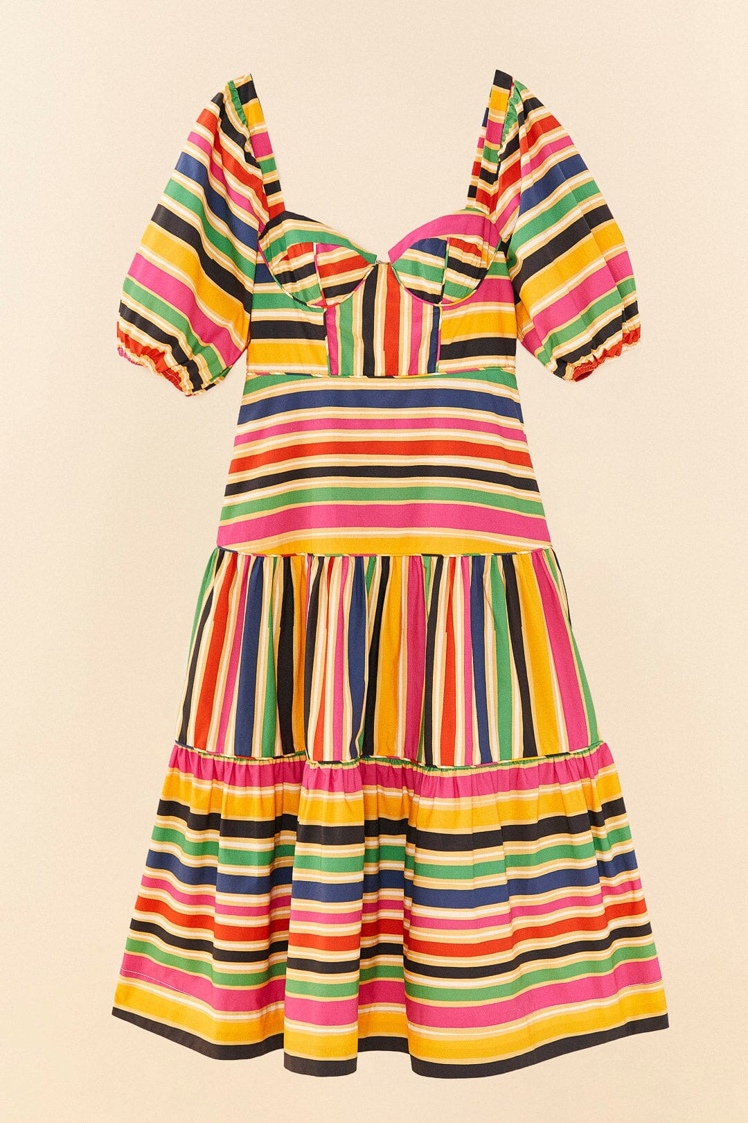 Robe midi rayures multicolores en coton - Multicolore