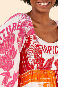 Robe midi Tropical Dream - Rose