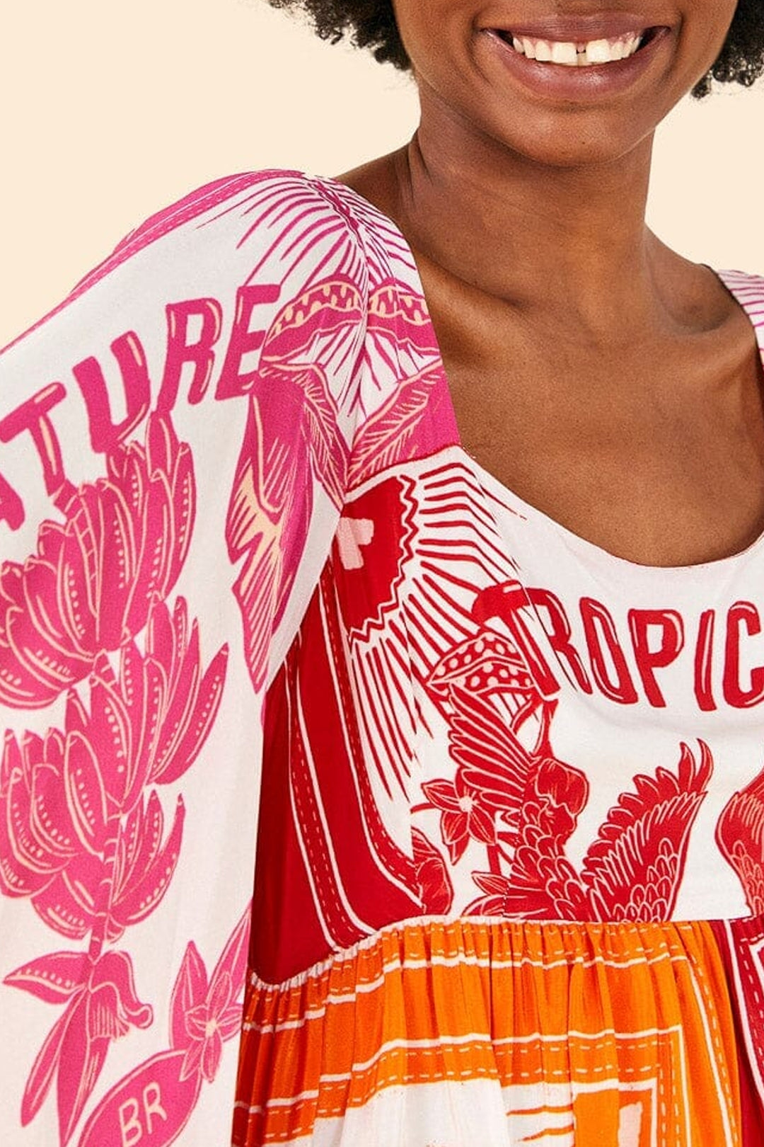 Robe midi Tropical Dream - Rose