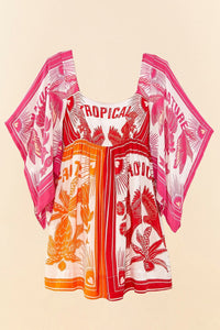 Robe midi Tropical Dream - Rose