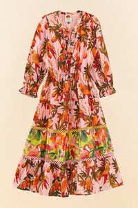 Robe midi Mango Trees - Multicolore