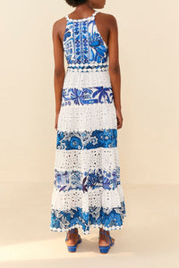 MEDIA OFF LINE_Robe longue à imprimés en coton - Bleu