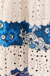 MEDIA OFF LINE_Robe longue à imprimés en coton - Bleu