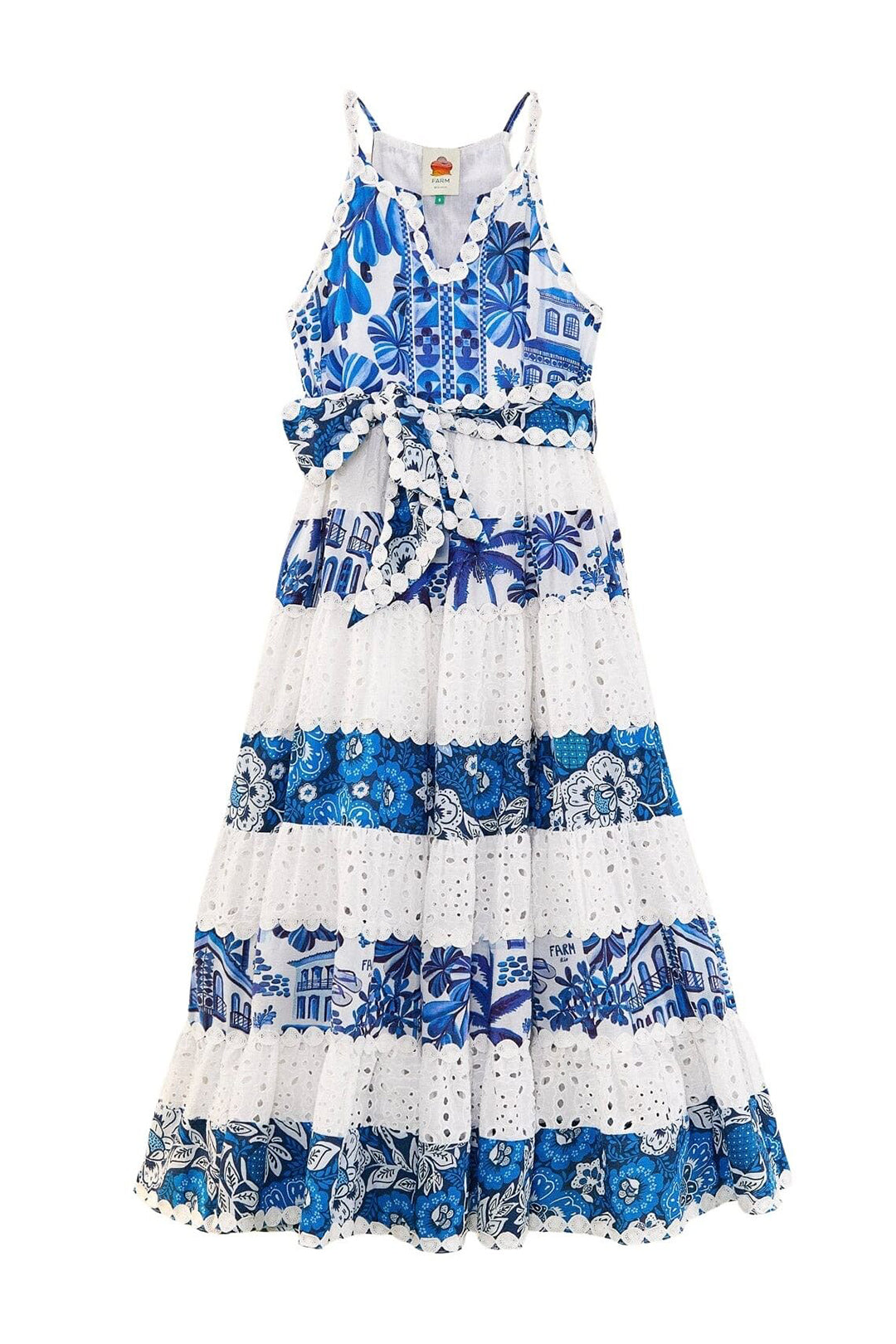 MEDIA OFF LINE_Robe longue à imprimés en coton - Bleu