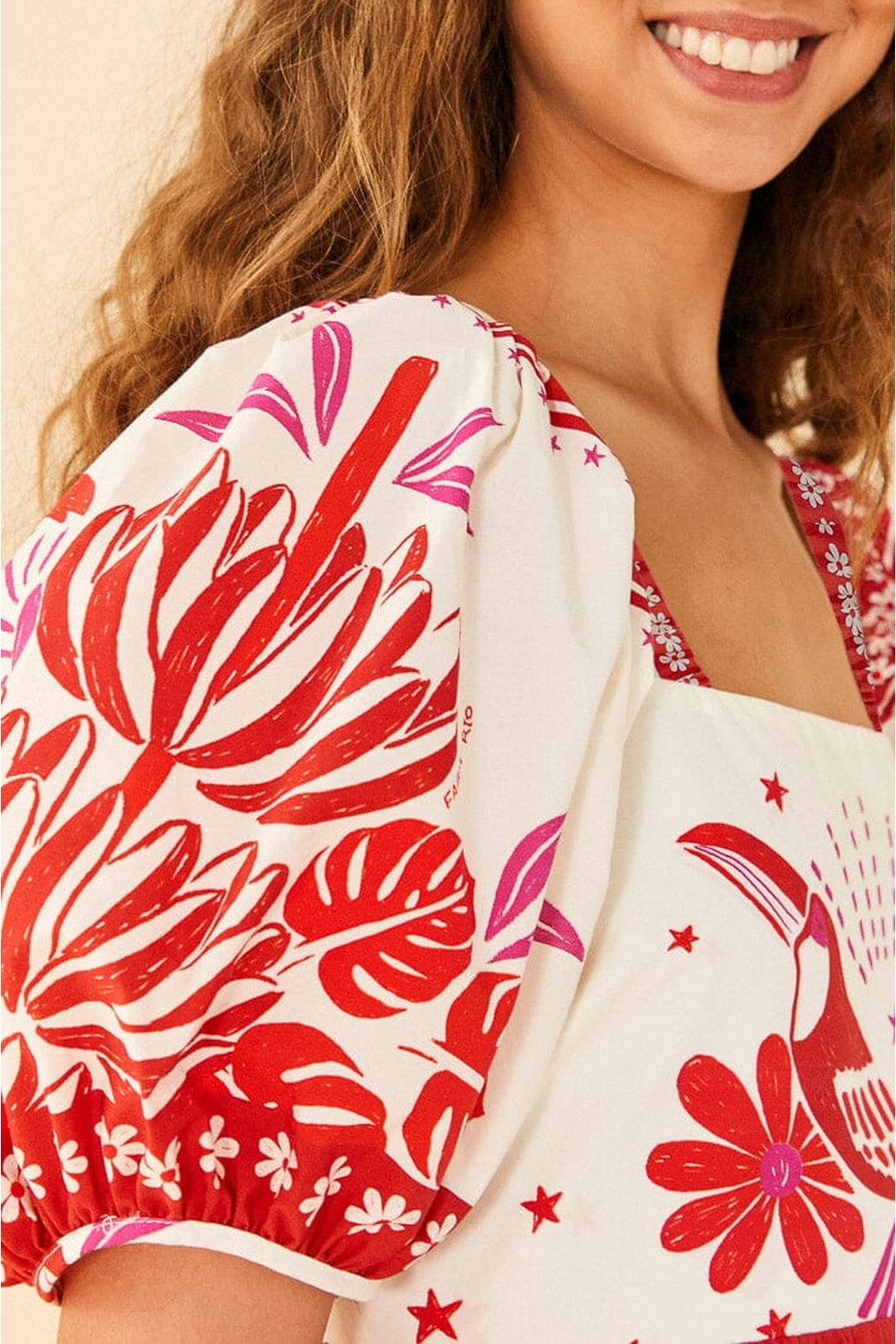 Robe midi Rio à carreaux en coton - Rouge