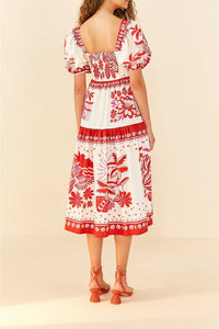Robe midi Rio à carreaux en coton - Rouge