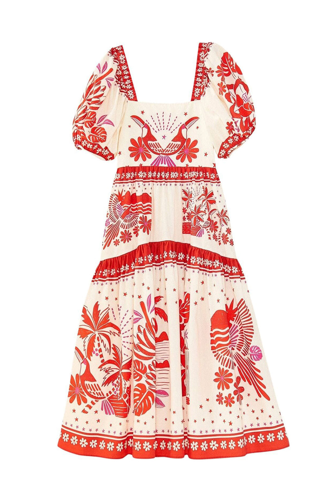 Robe midi Rio à carreaux en coton - Rouge