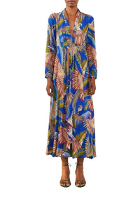 Robe midi Macaw Flight - Bleu