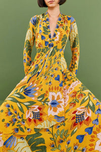 MEDIA OFF LINE_Robe maxi Summer Garden - Jaune