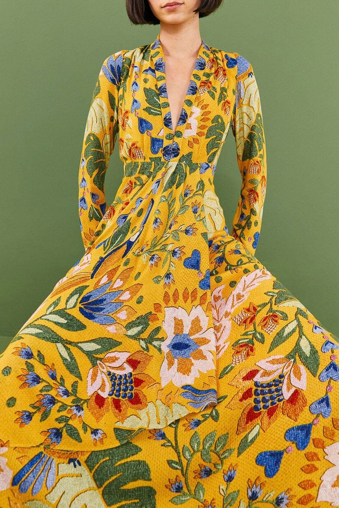 MEDIA OFF LINE_Robe maxi Summer Garden - Jaune