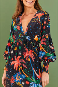 Robe longue à motif signe du zodiaque - Noir