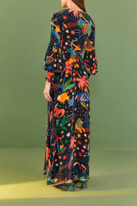 Robe longue à motif signe du zodiaque - Noir